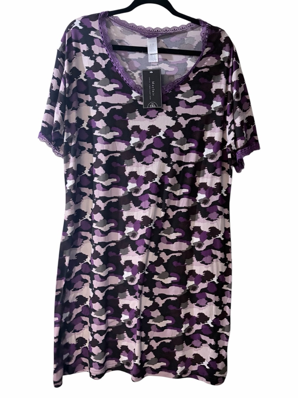 NWT Mayfair Purple Camo Print Sleep Shirt Dress 2XL New